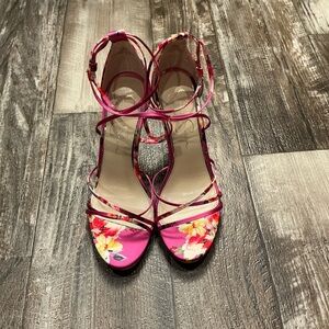 Jessica Simpson Vibrant Floral Strappy Heels
